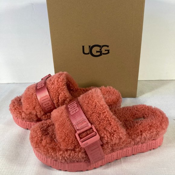 NIB UGG Fluffita Flatform Sheepskin Slides, Pink Blossom, Sz. 8 and 10 - Picture 3 of 9